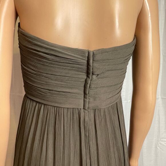 Jenny Yoo Collection Brown Silk Ruched Strapless Formal Evening Gown 10 - Picture 7 of 16